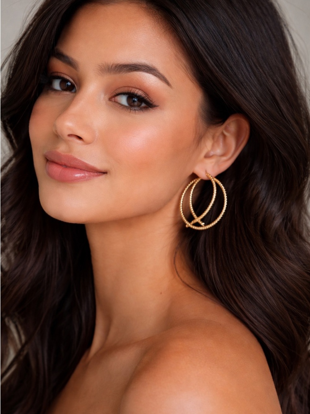 Gold Double Hoop Earrings - Women Jewelry